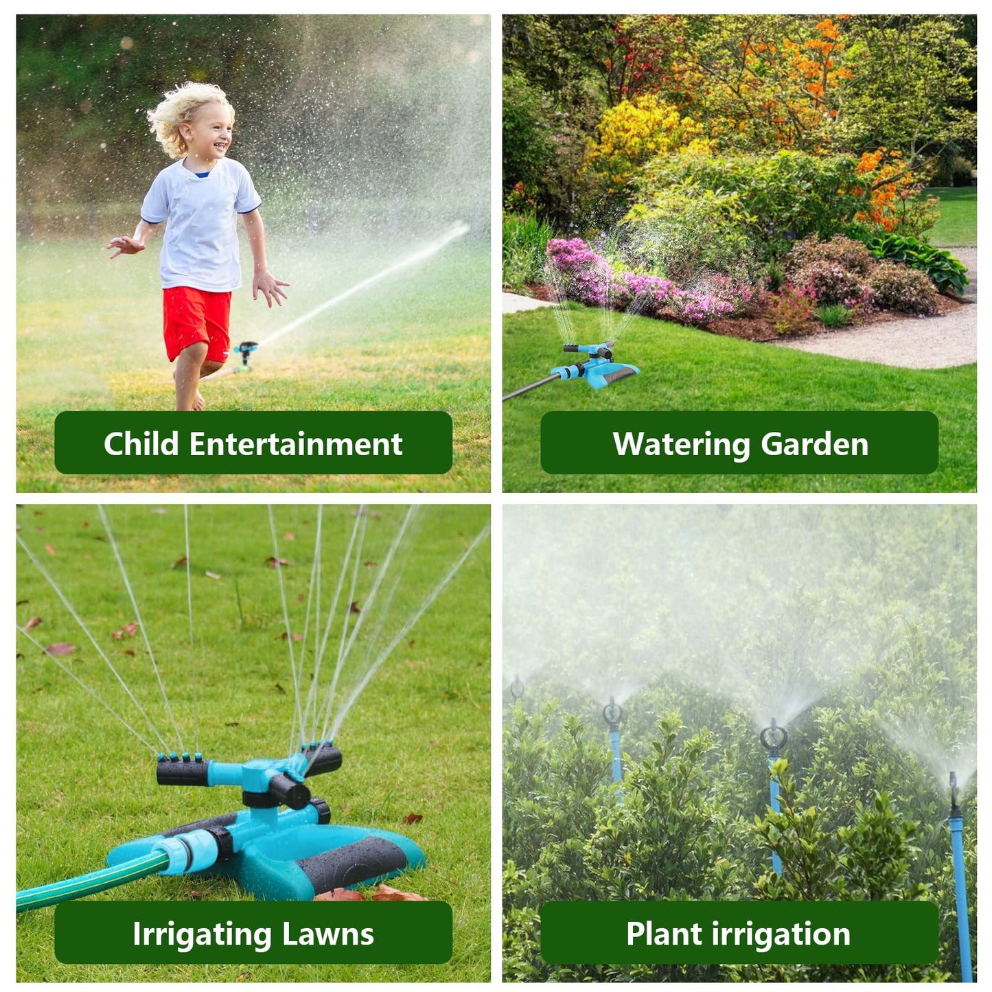 Un arroseur de pelouse automatique et rotatif.