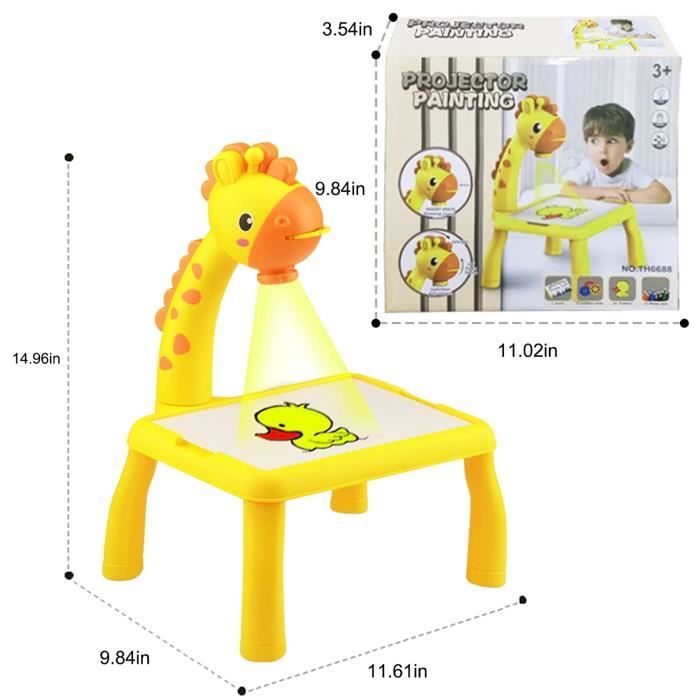 Table de dessin avec projecteur pour enfants en forme de girafe. 